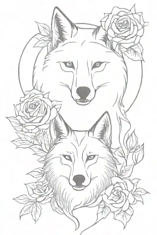 Wolf Blended By Roses Mayflowers