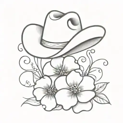 Cowboy Hat And Flower Intertwined Vines