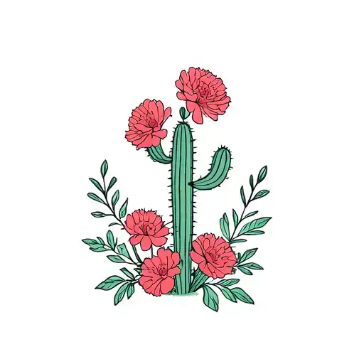 Small Cactus With Carnations