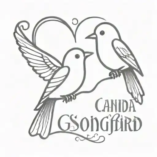Songbird With A Heart And The Words Grandma And Grandad