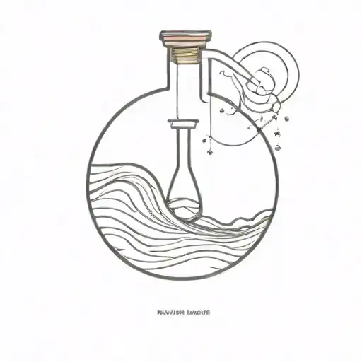 A Chemistry Flask Morphing Into A Peaceful Ocean Wave