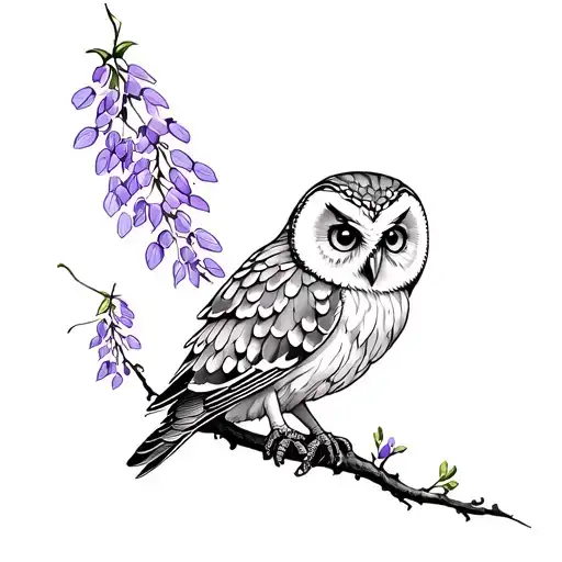 Wisteria Owl Perched