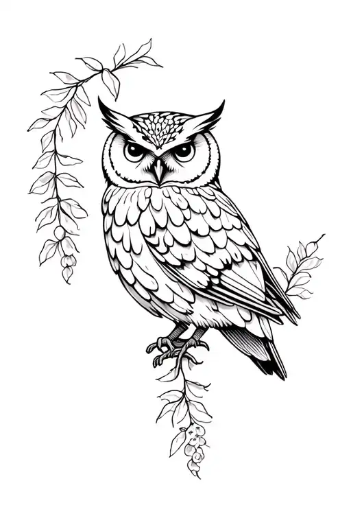 Wisteria Owl Perched