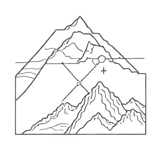 A Minimalist Tattoo Of A Mathematical Equation Integrated Into A Mountain Landscape