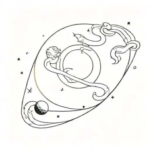Galaxy With Snakes And Womans Being Planets