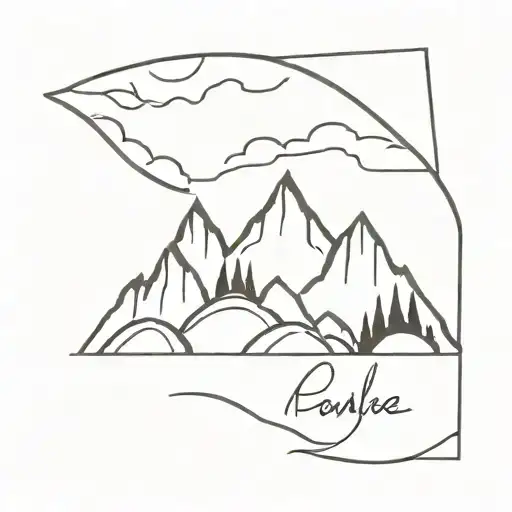 Moutain With Sunset And Name Written