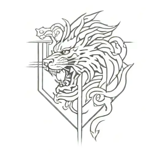 A Chinese Tiger And A Candian Dragon In Coat Of Arms