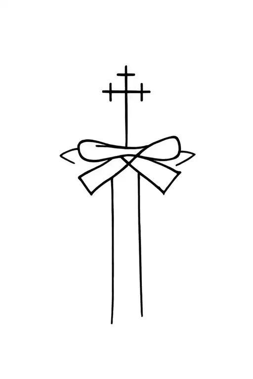 Small Black Cross And Bow For Forearm