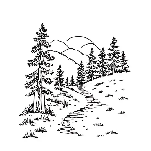 Hiking Trail Leading Into A Forest Scene