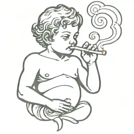 Cherub Smoking Cigarette