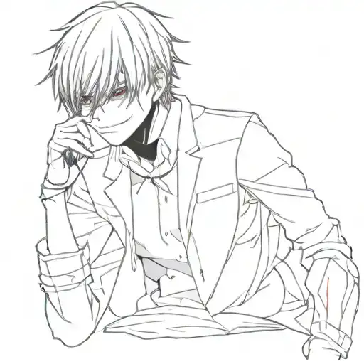 Kaneki Ken Tokyo Ghoul With One Eye Black Stanting Forward In Full Length With Scorpion Kagune