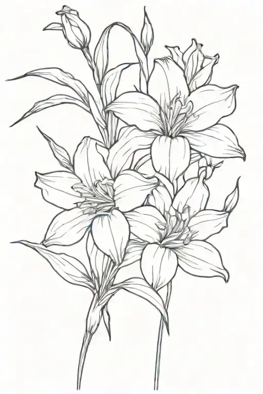 Gladiolus And Daisy Flowers Intertwined