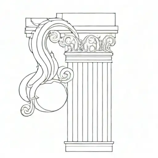 Single Ionic Column Line Drawing