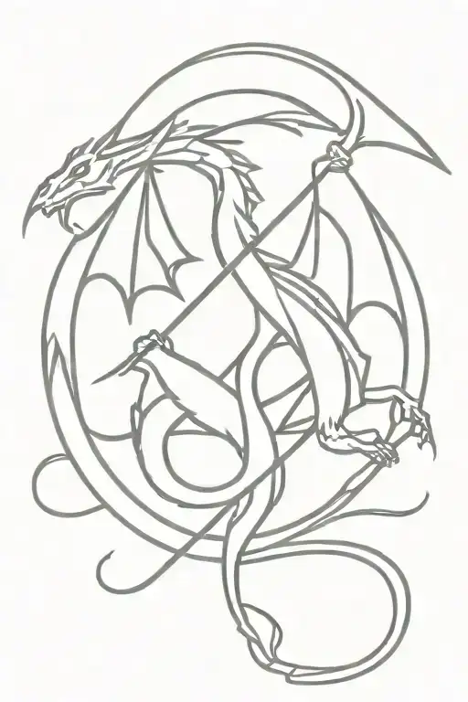 Dragon With Staff Intertwined