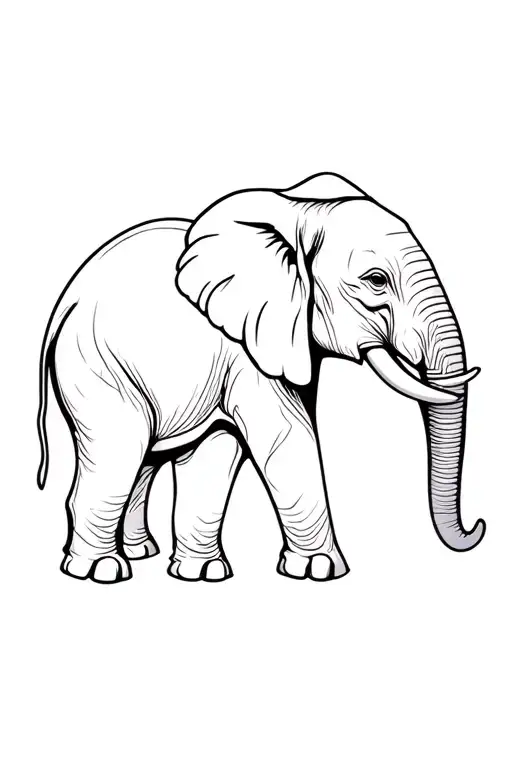A Elephant Tattoo With Line Art