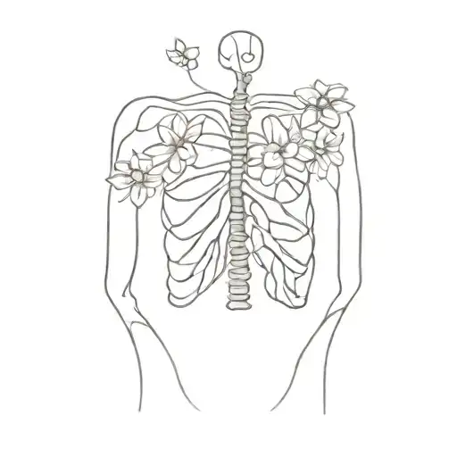 Rib Cage With Flower Lungs Inside Of It