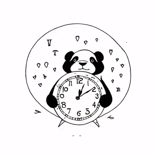 Panda Bear And Clock