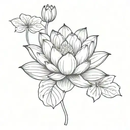 Lotus Flower And Lilly Pads Gazing Up At Gemini