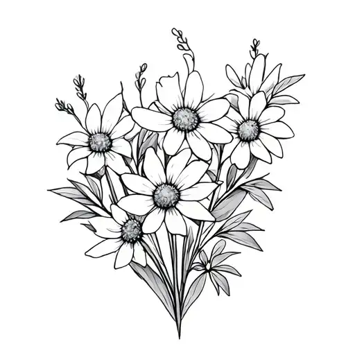 Mountain And Edelweiss Flower Bouquet