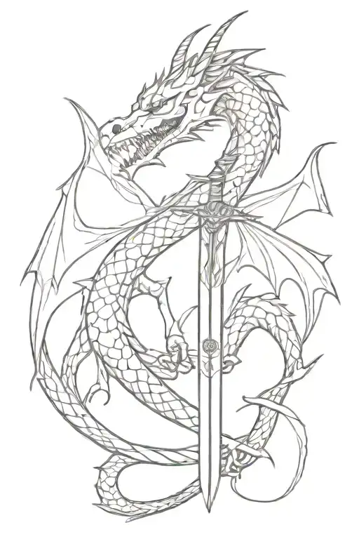 Dragon Wrapped With Sword