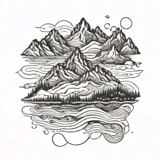 Mountain Range Surrounded By Flood Waters