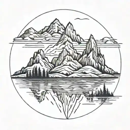 Mountain Range Surrounded By Receding Flood Waters