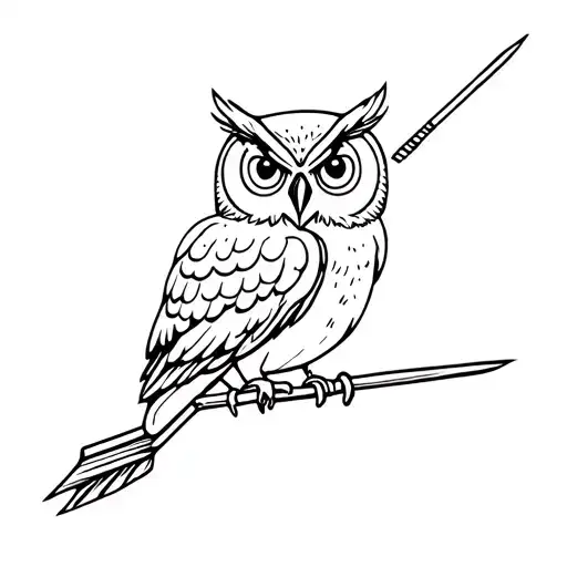 Owl On Arrow Design