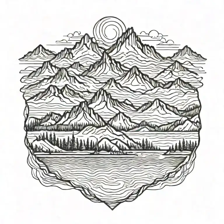 Mountain Range At Dawn Surrounded By Receding Flood Waters