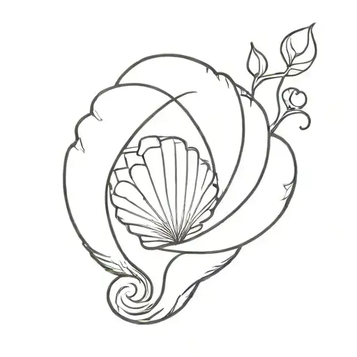 Shell With One Flower And Representing An Aquarius