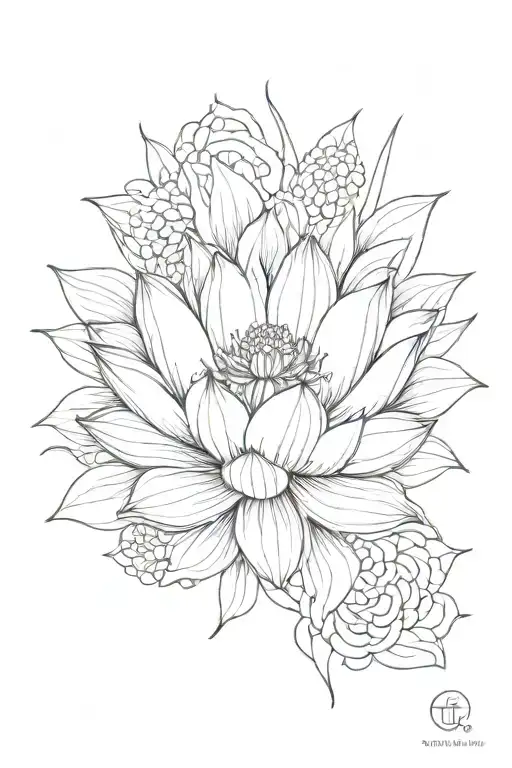 Lotus Flower And Other Flowers Growing