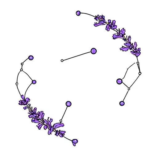 Pisces Constellation With Lavender Flower On The Line