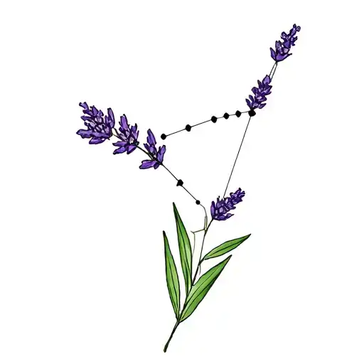 Pisces Constellation With Lavender Flower On The Line
