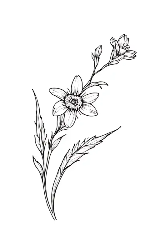 Eidelweiss Flower Dainty And Thin Line