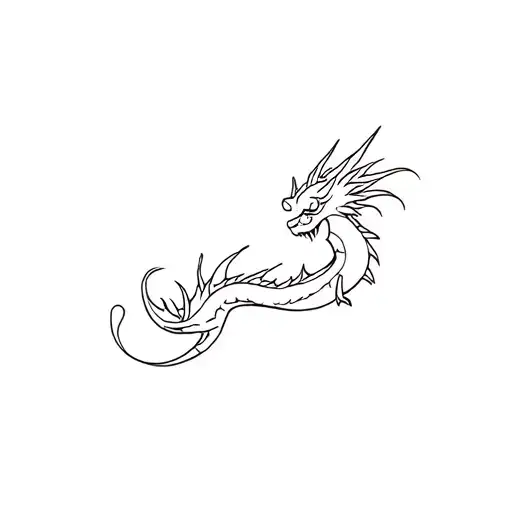 Small Minimalist Linear Cute Dragon