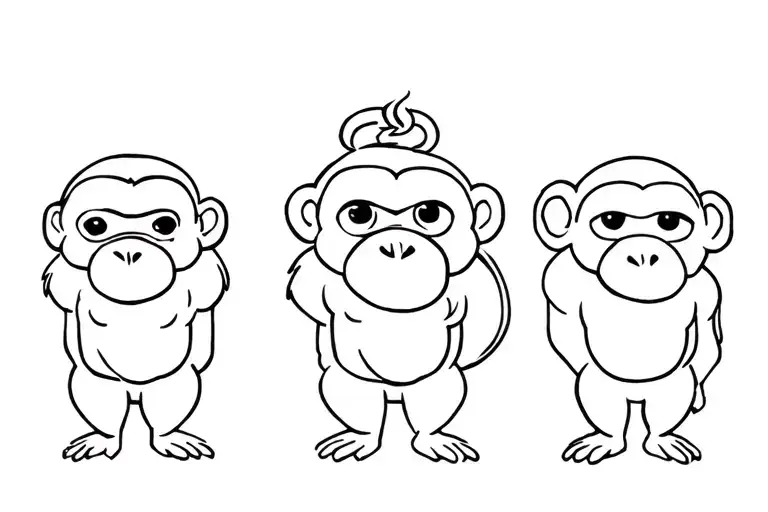 Tattoo Cartoons From The 2000S Three Characters Each Embodying The Monkey Of Wisdom