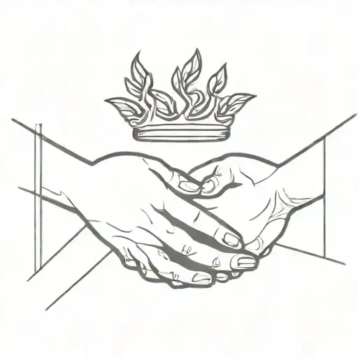 Two Hands Holding Each Other And A Laurel Crown Around The Two Hands