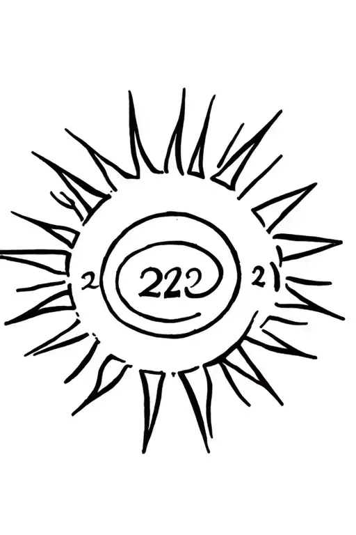 A Minimalist Tattoo Of A Sun With The Numbers 20 And 23 Intertwined In The Rays