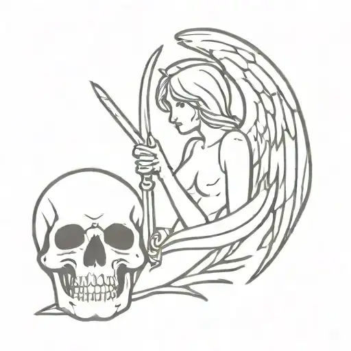 Angel And Skull With A Scyte
