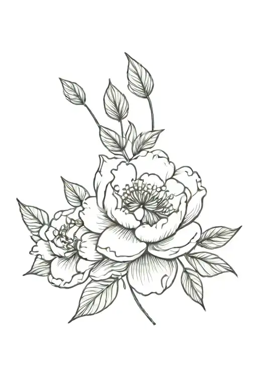Peony Flowers With Leaf Clover And Arrow