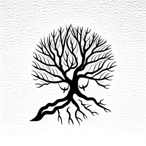 A Tree That Has No Leaves But The Other Side Is Full Of Leaves