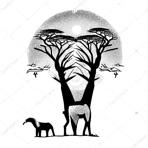 African Safari Animals Sunset Background