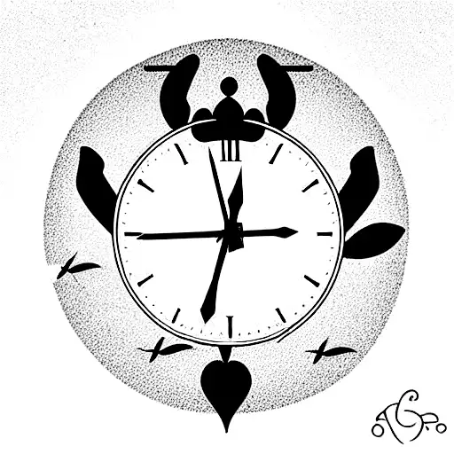 A Clock With Wings And The Numbers On The Clock Are Replaced With Time Flies