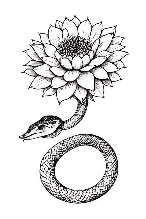 Snake With Dahlias