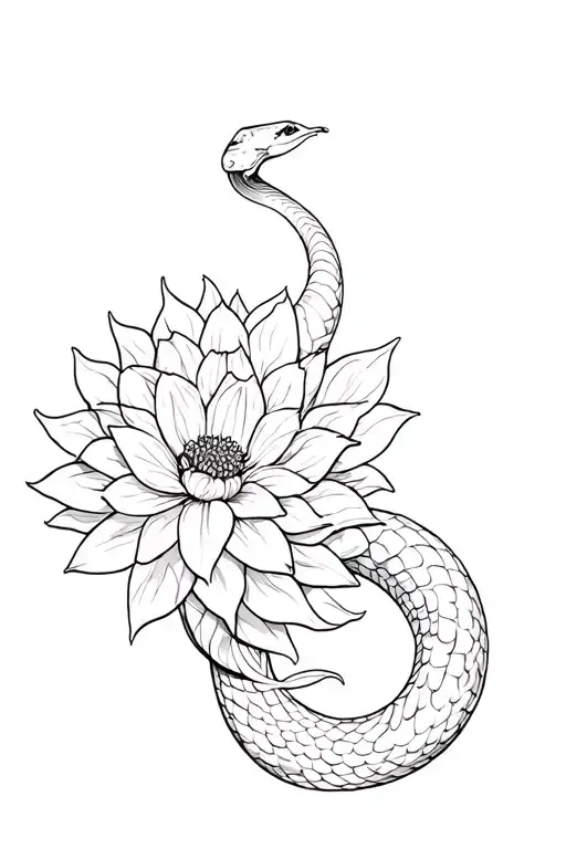 Snake With Dahlias