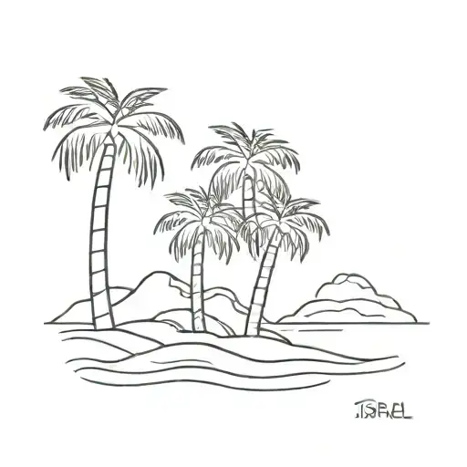 Outline Of Israel And Palm Tree
