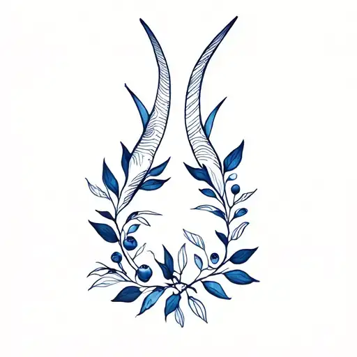 Capricorn And Blueberry Bush With Their