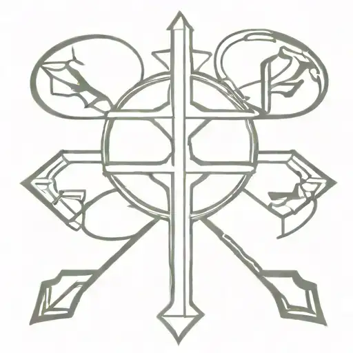 A Unique Tattoo Of A Cross Made Up Of Various Symbols Representing Different Aspects Of Discipleship