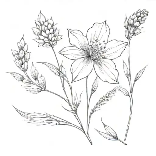 Birth Flower For March And May With The Canadian Rocky Mountains Incorporated And Wheat