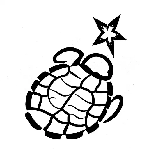 Turtle With A Tree And Star On The Shell
