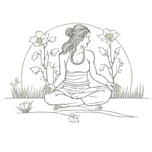 A Female Viking Practicing Yoga In A Forest Filled With California Poppies